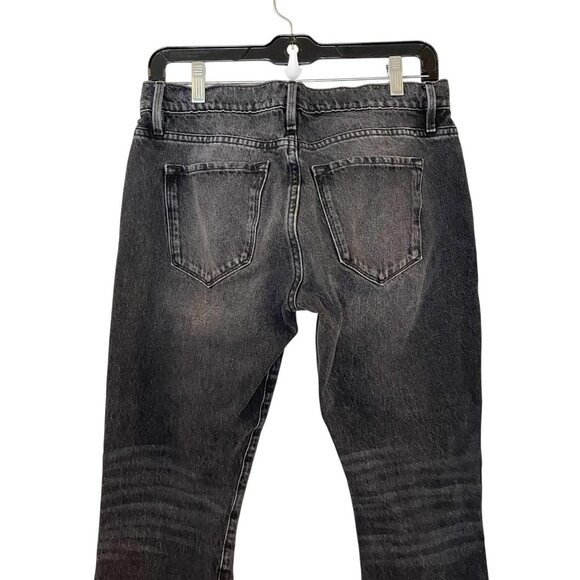 FRAME Le Garcon Crop Jeans Dark Wash Black Deconstruct Distressed Size 24 - Picture 4 of 7